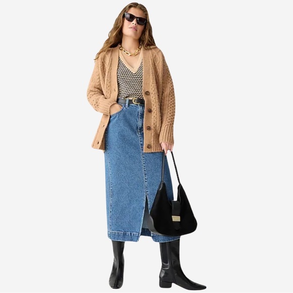 J Crew Cable knit stretch cardigan Color: Heather Light Stone - Picture 3 of 9